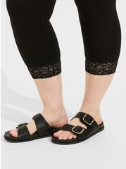 Plus Size Capri Signature Waist Lace Trim Legging, DEEP BLACK, alternate