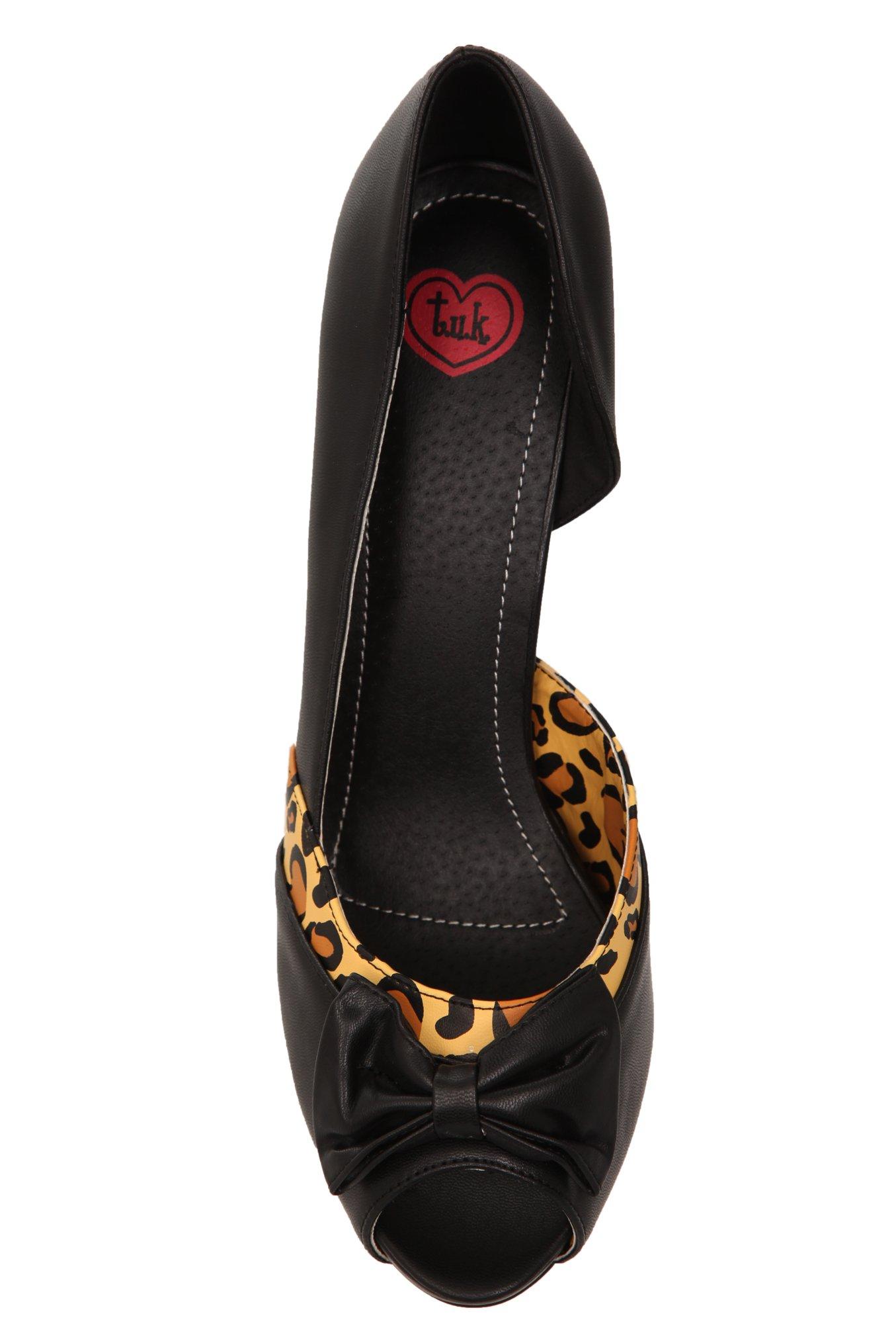 T.U.K. - Black Leopard Bow d'Orsay Heels (Medium Width), NONEC, alternate