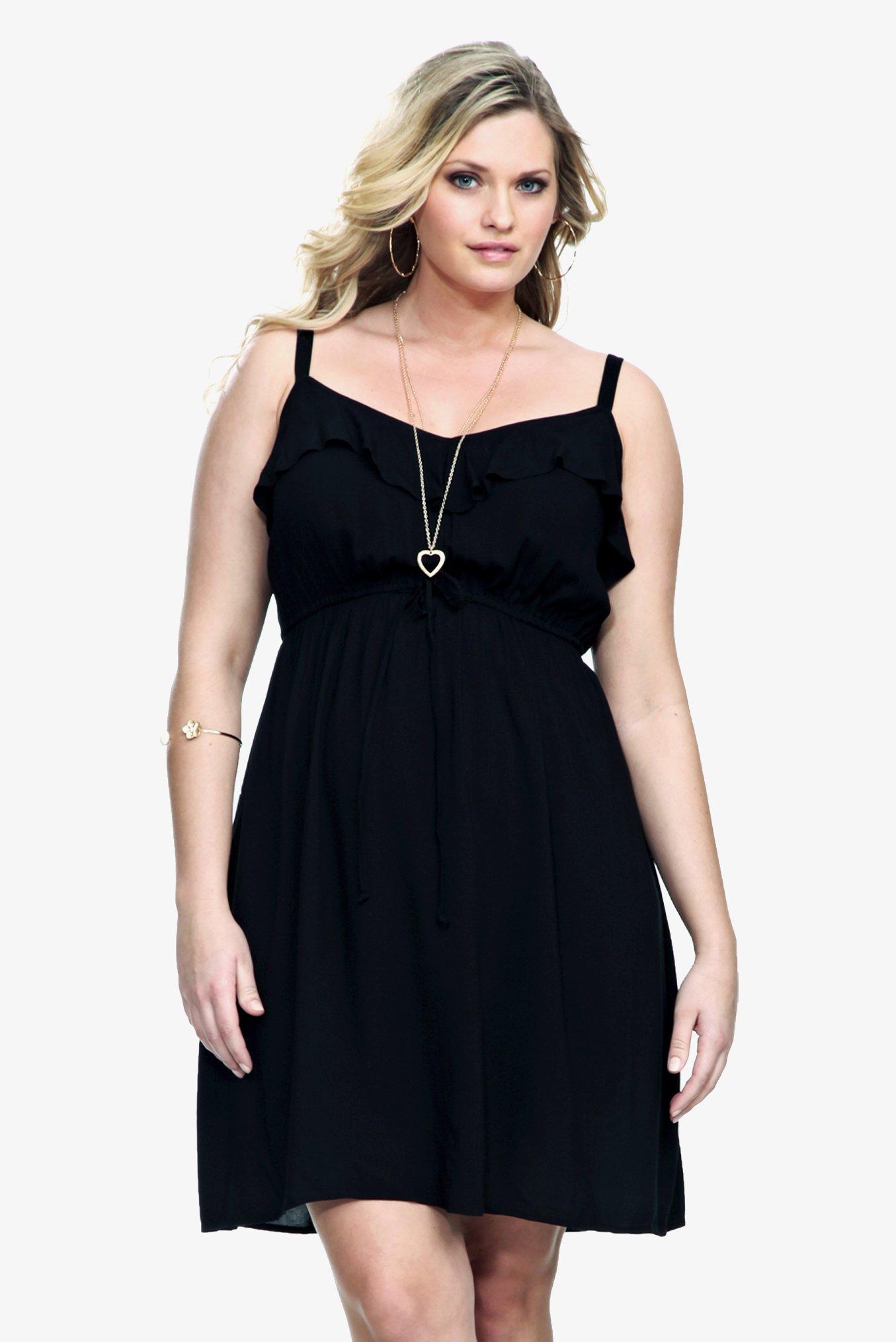 Plus Size Black Challis Tank Dress, NONEC, alternate