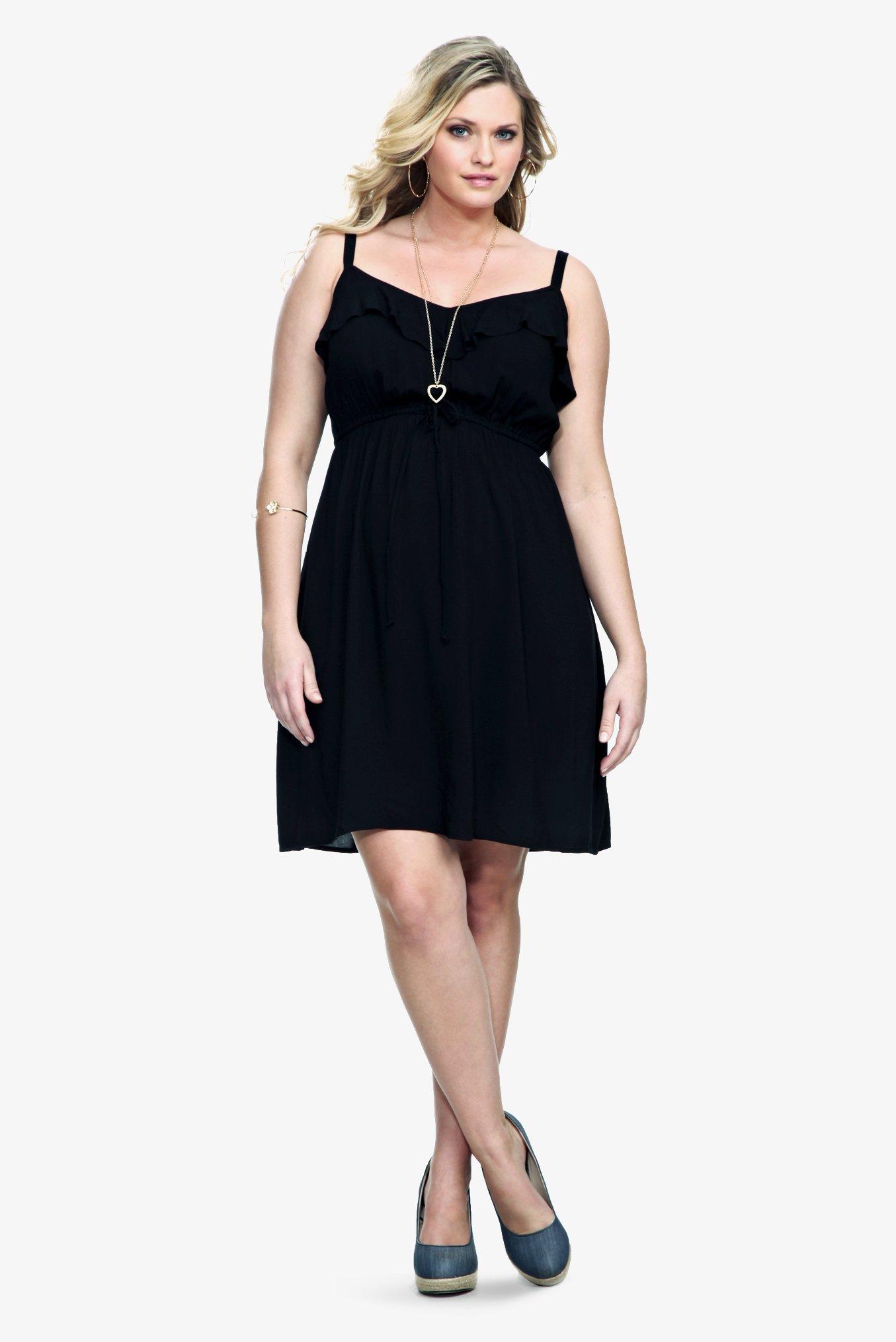 Plus Size Black Challis Tank Dress, NONEC, hi-res