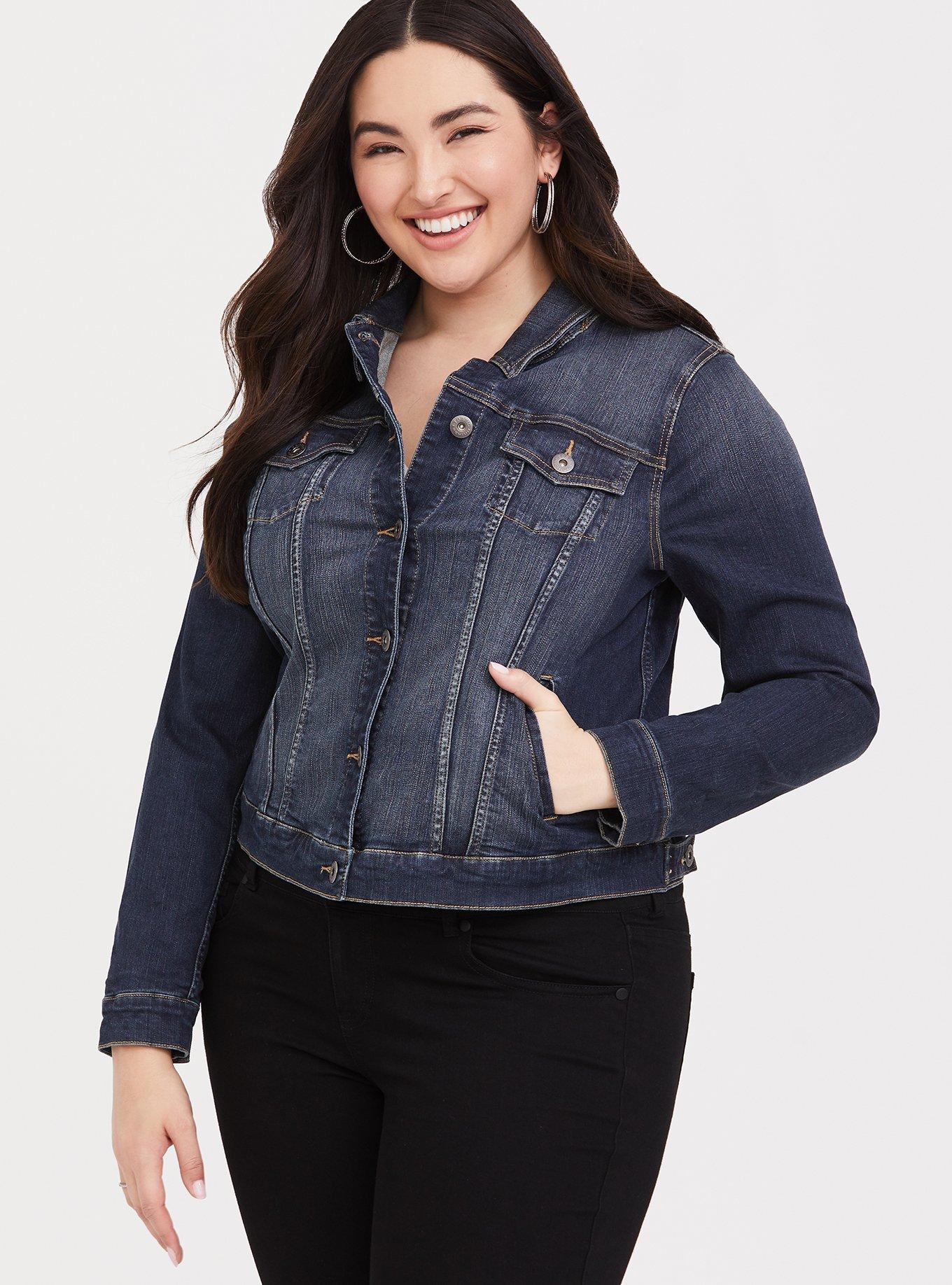 Plus Size Denim Jacket - Medium Wash, MEDIUM WASH, alternate