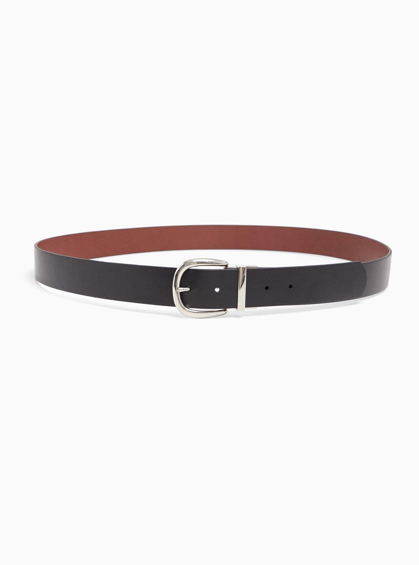 Wide Ring-Buckle Faux-Leather Belt For Women (1 1/2)