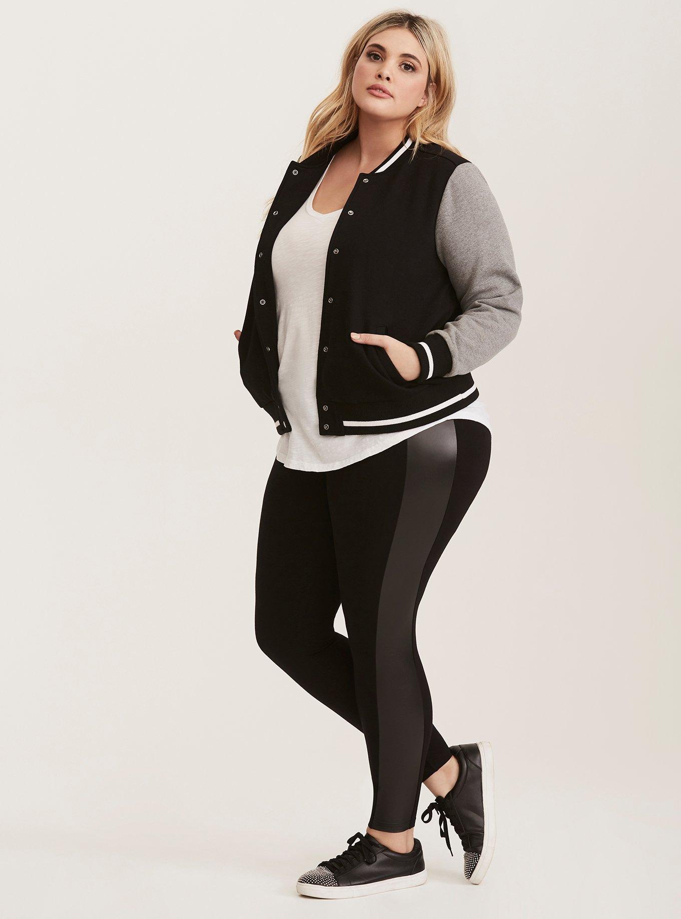 Sexy Moto Pleather Accent Shaping Leggings