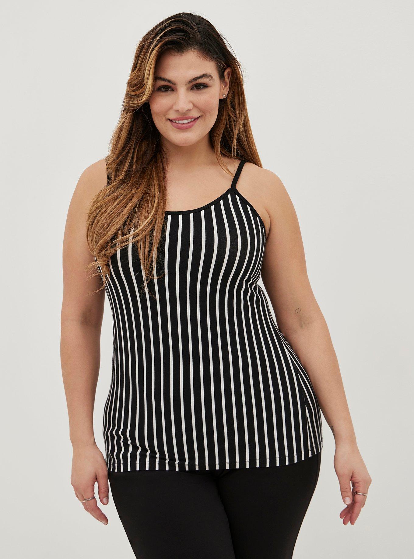 Plus Size Foxy Cami, BLACK WHITE STRIPE, alternate
