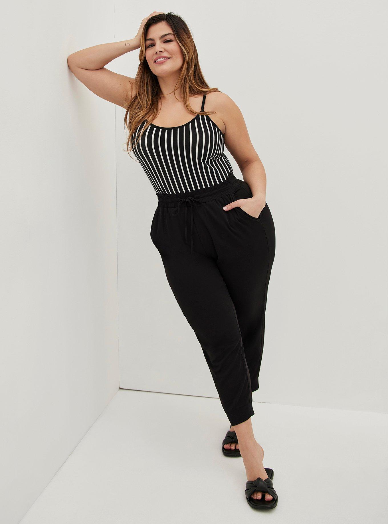 Plus Size Foxy Cami, BLACK WHITE STRIPE, hi-res