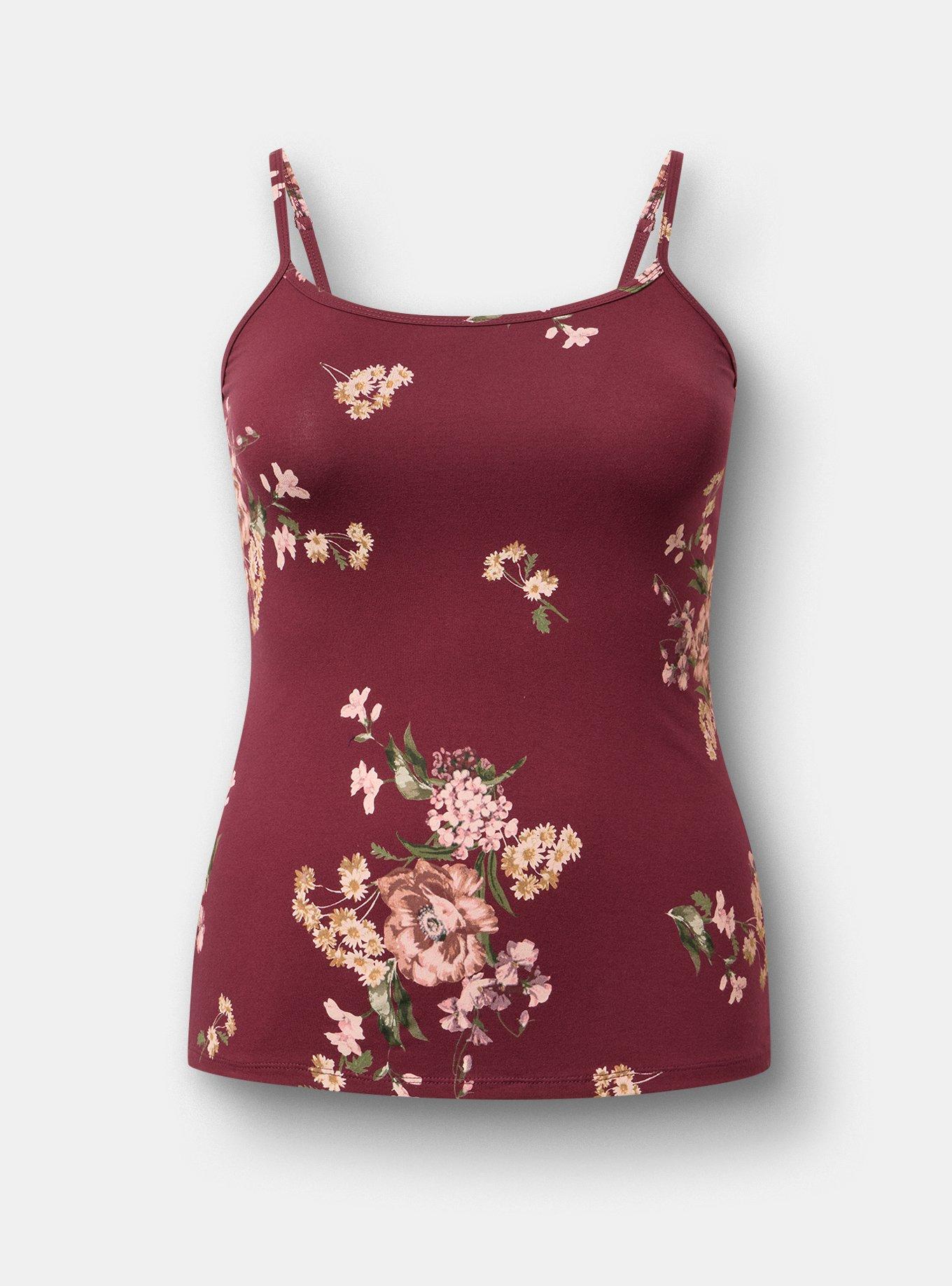 Foxy Cami, FALL BOUQUET FLORAL BURGUNDY, hi-res