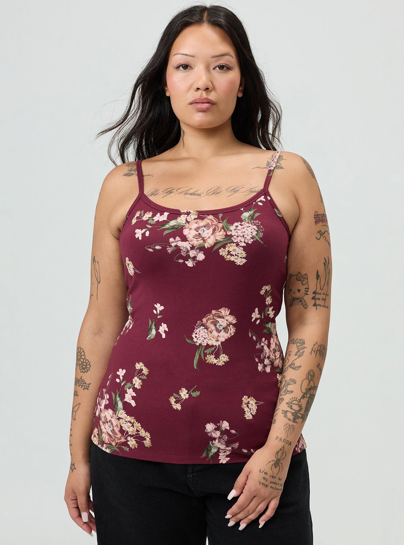 Foxy Cami, FALL BOUQUET FLORAL BURGUNDY, hi-res