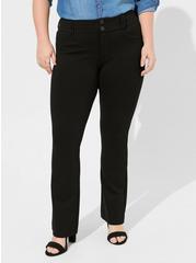 Plus Size Trouser Slim Boot Studio Luxe Ponte Mid-Rise Pant, DEEP BLACK, alternate