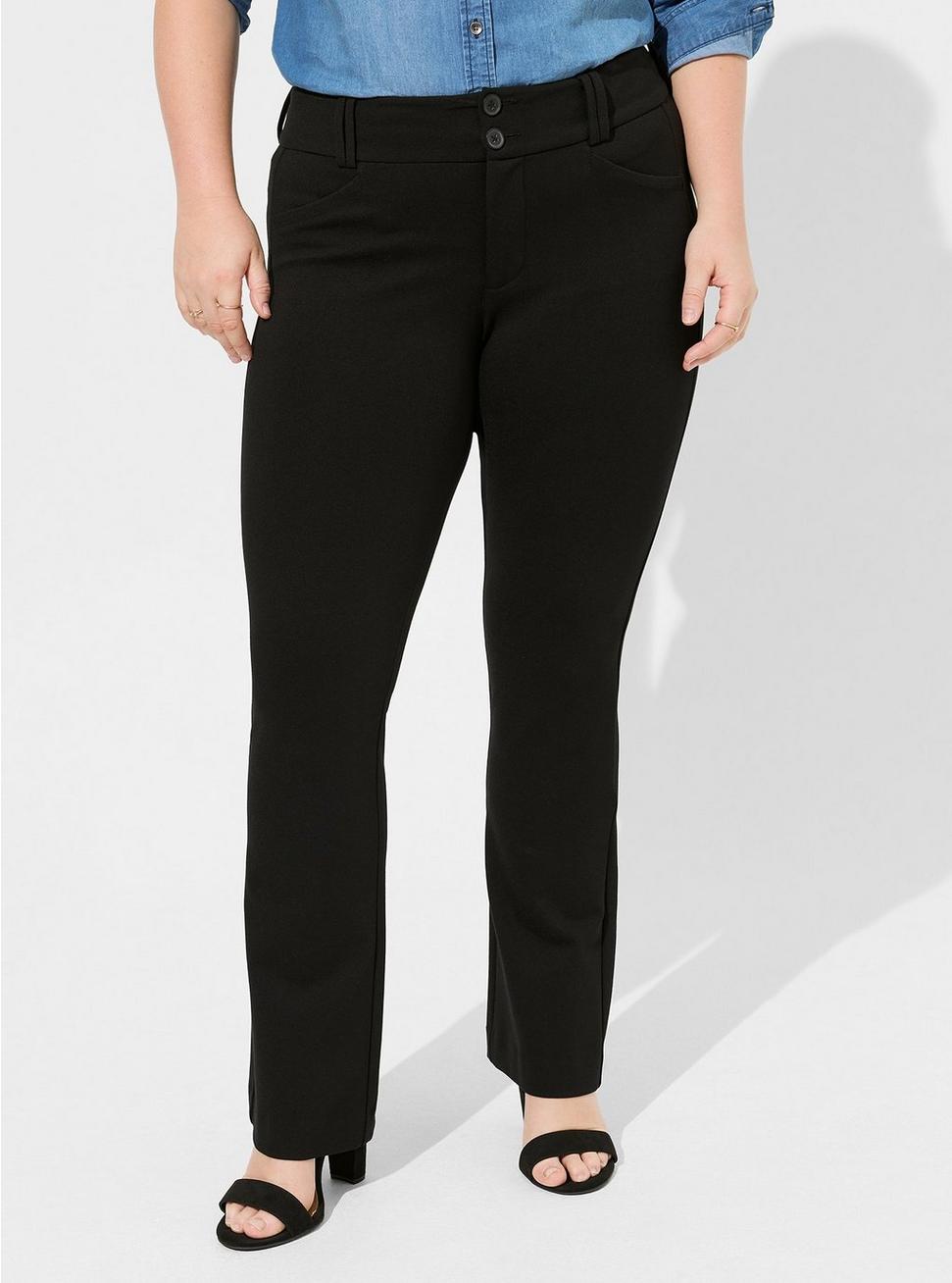Plus Size Trouser Boot Studio Luxe Ponte Mid-Rise Pant, DEEP BLACK, alternate