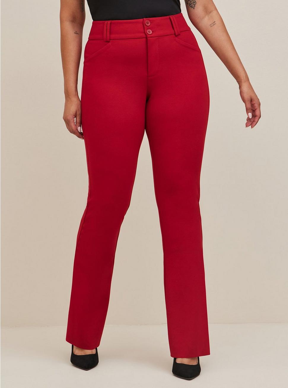 Plus Size Trouser Boot Studio Luxe Ponte Mid-Rise Pant, RED DHALIA, alternate