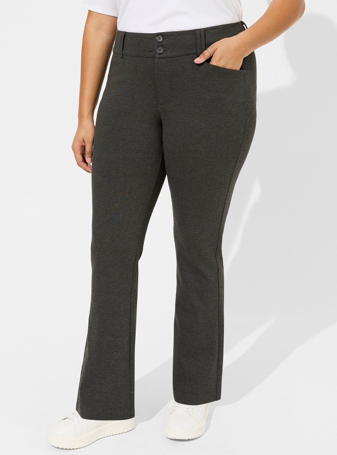Slim Trouser Pants In Plus Size In Ponte Knit - Charcoal Heathered Grey