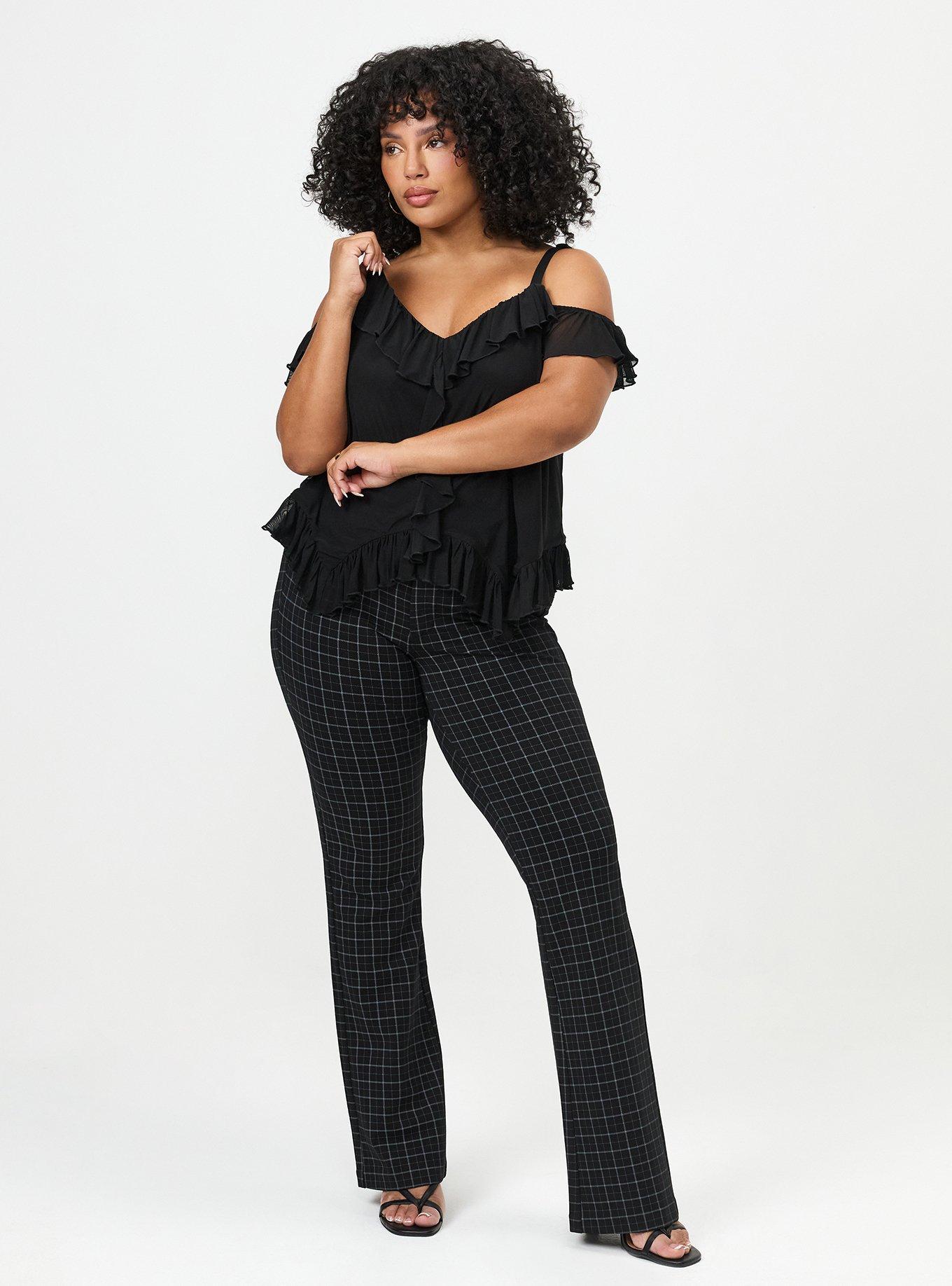 Studio Trouser Bootcut Ponte Pant, ROCKWELL PLAID BLACK, hi-res