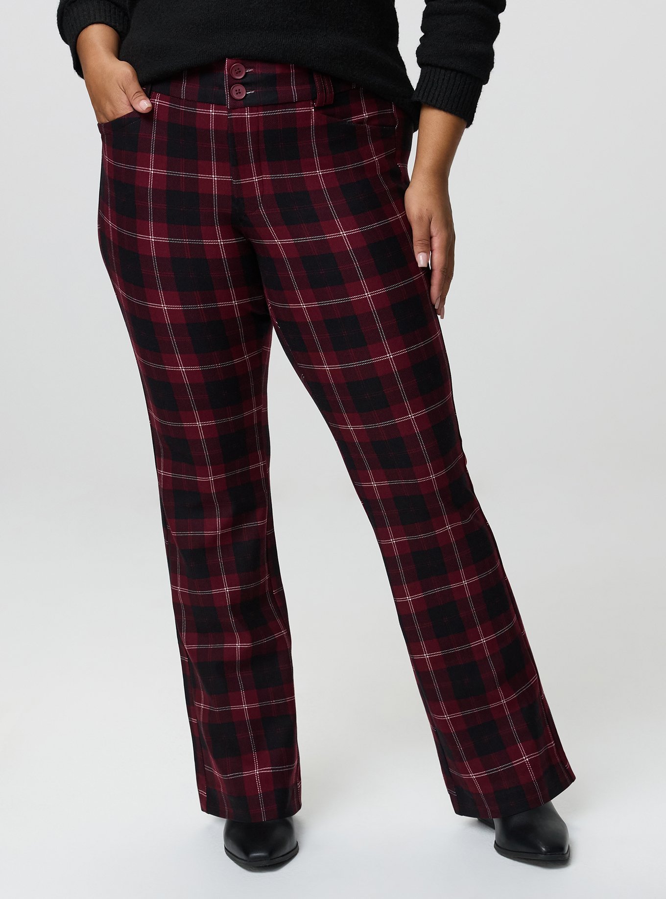 Studio Trouser Bootcut Ponte Pant, BUFFALO UPDATE BURGUNDY, alternate