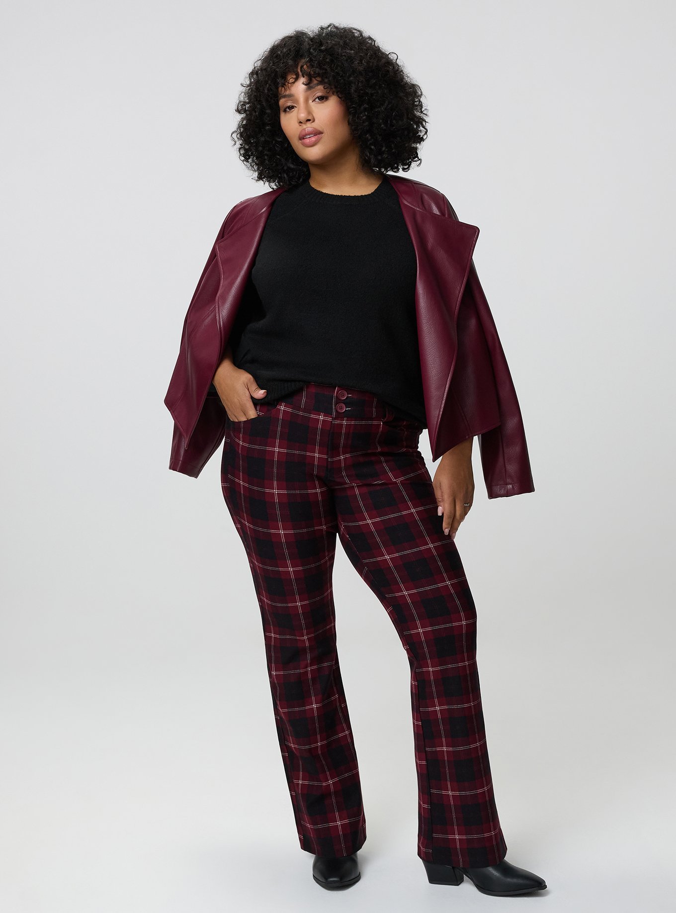 Studio Trouser Bootcut Ponte Pant, BUFFALO UPDATE BURGUNDY, hi-res