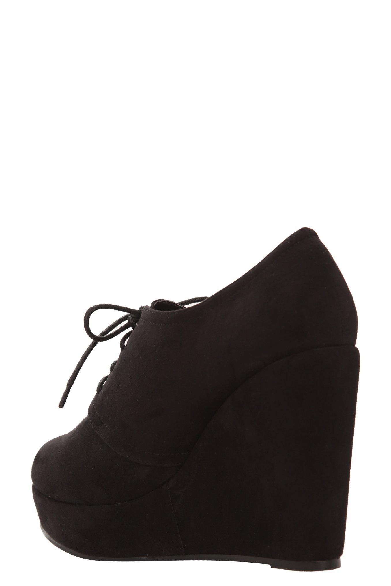 Black Lace-Up Wedge  Booties (Wide Width), NONEC, alternate