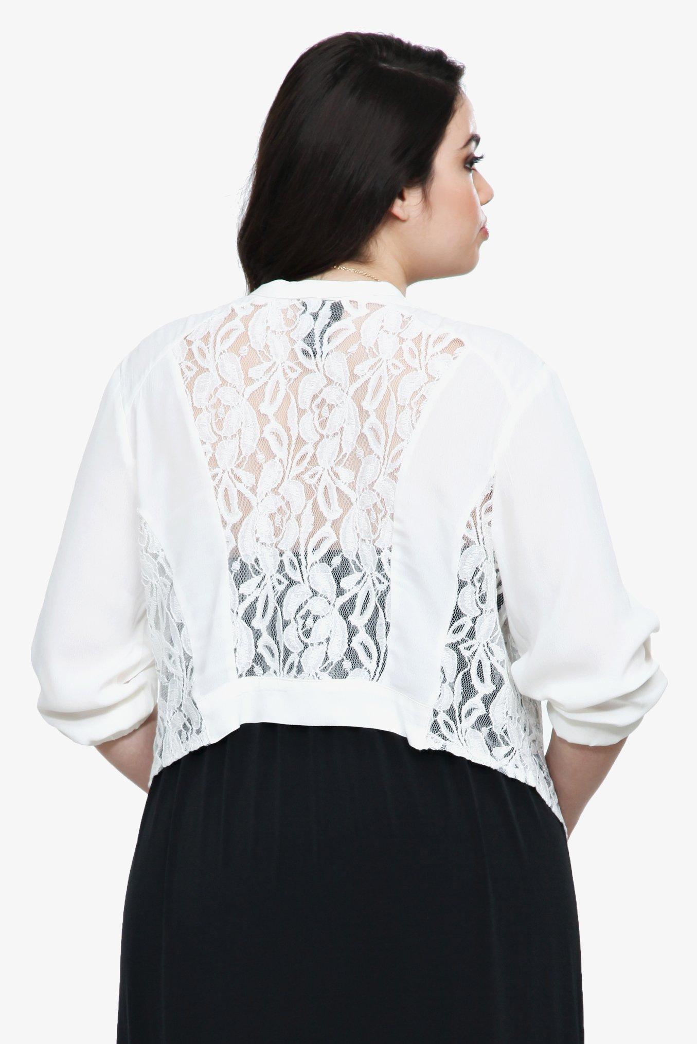 Ivory Lace Inset Jacket, , alternate