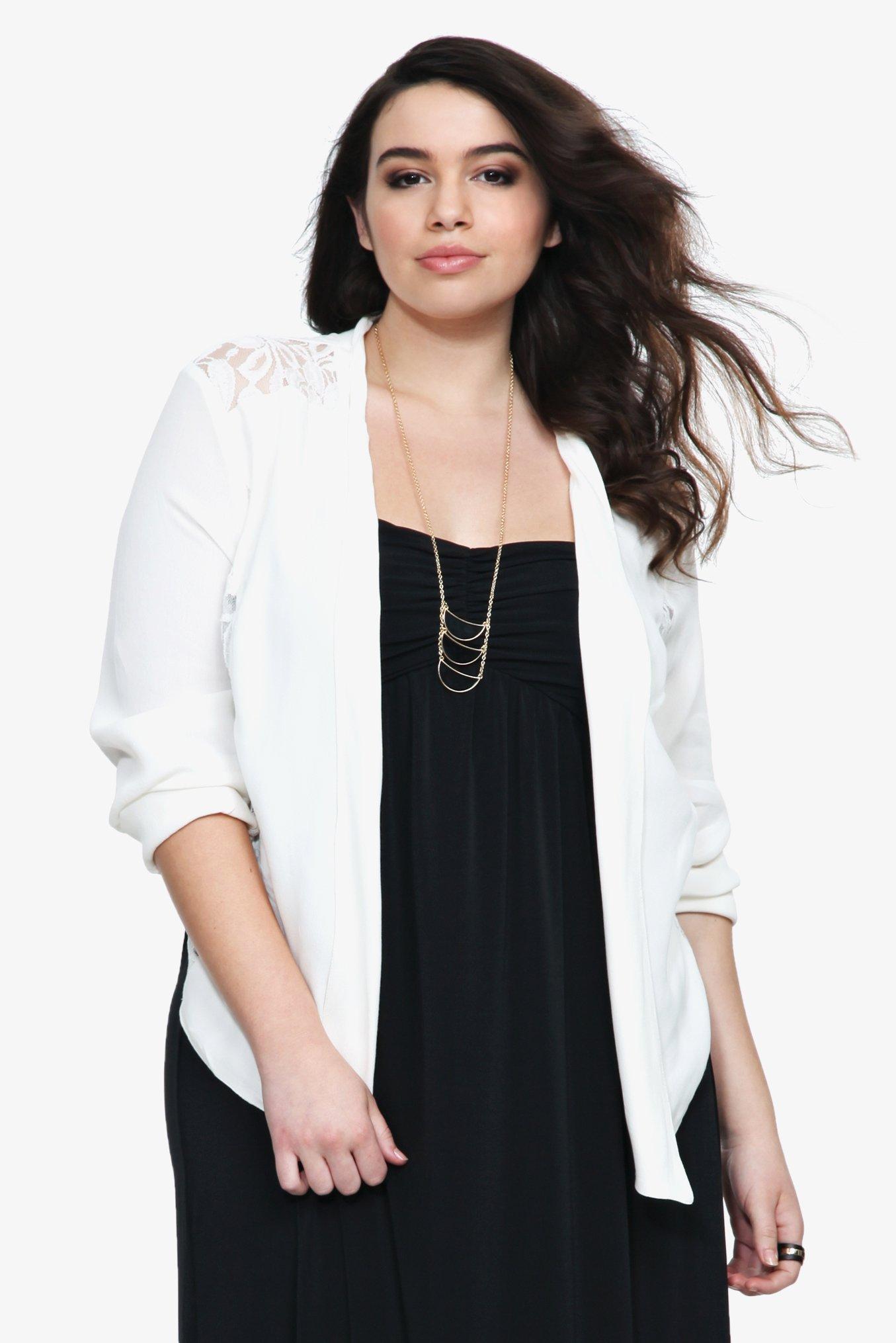 Ivory Lace Inset Jacket, , hi-res