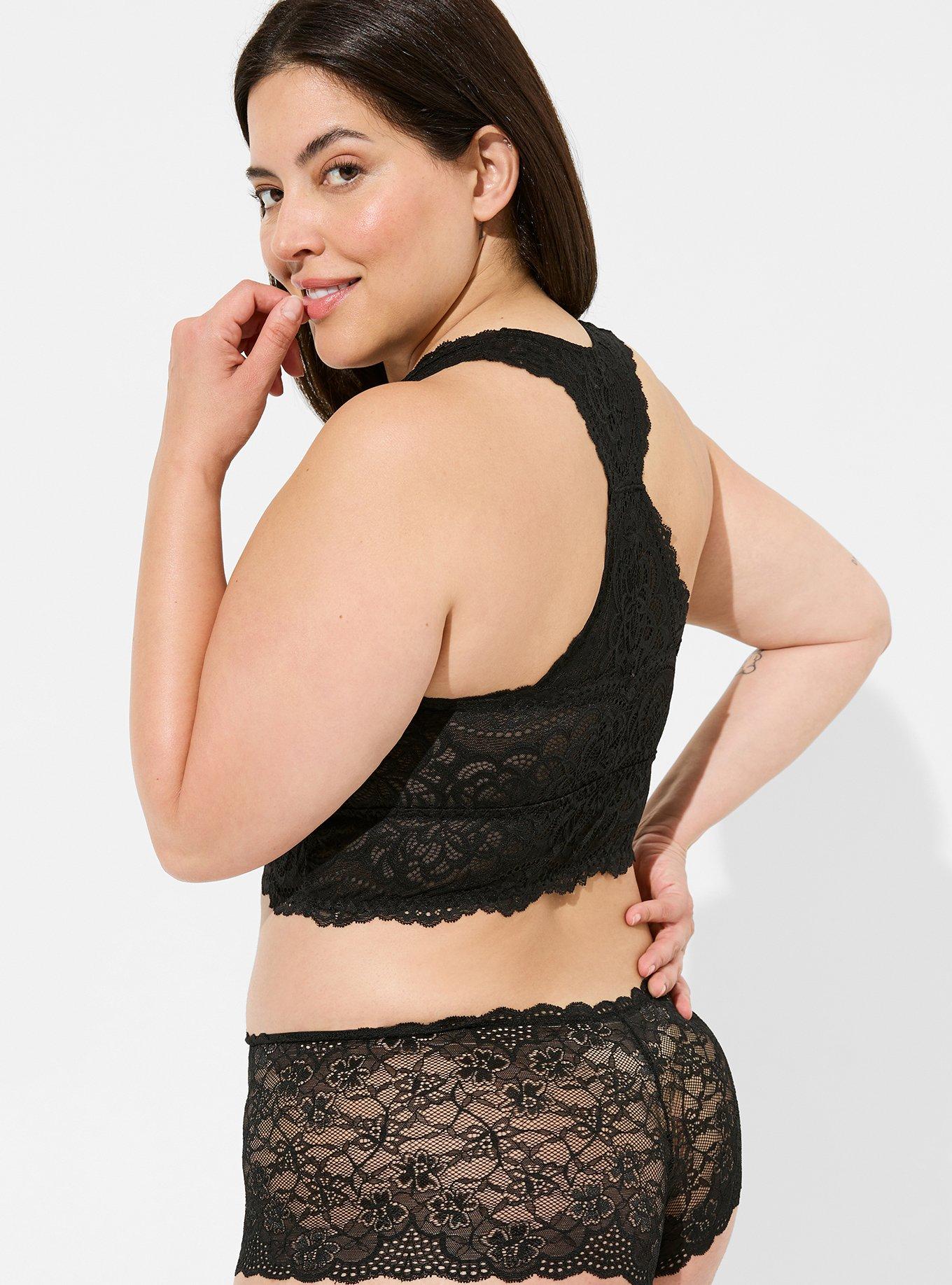 Floral Lace Cheeky Panty in Black