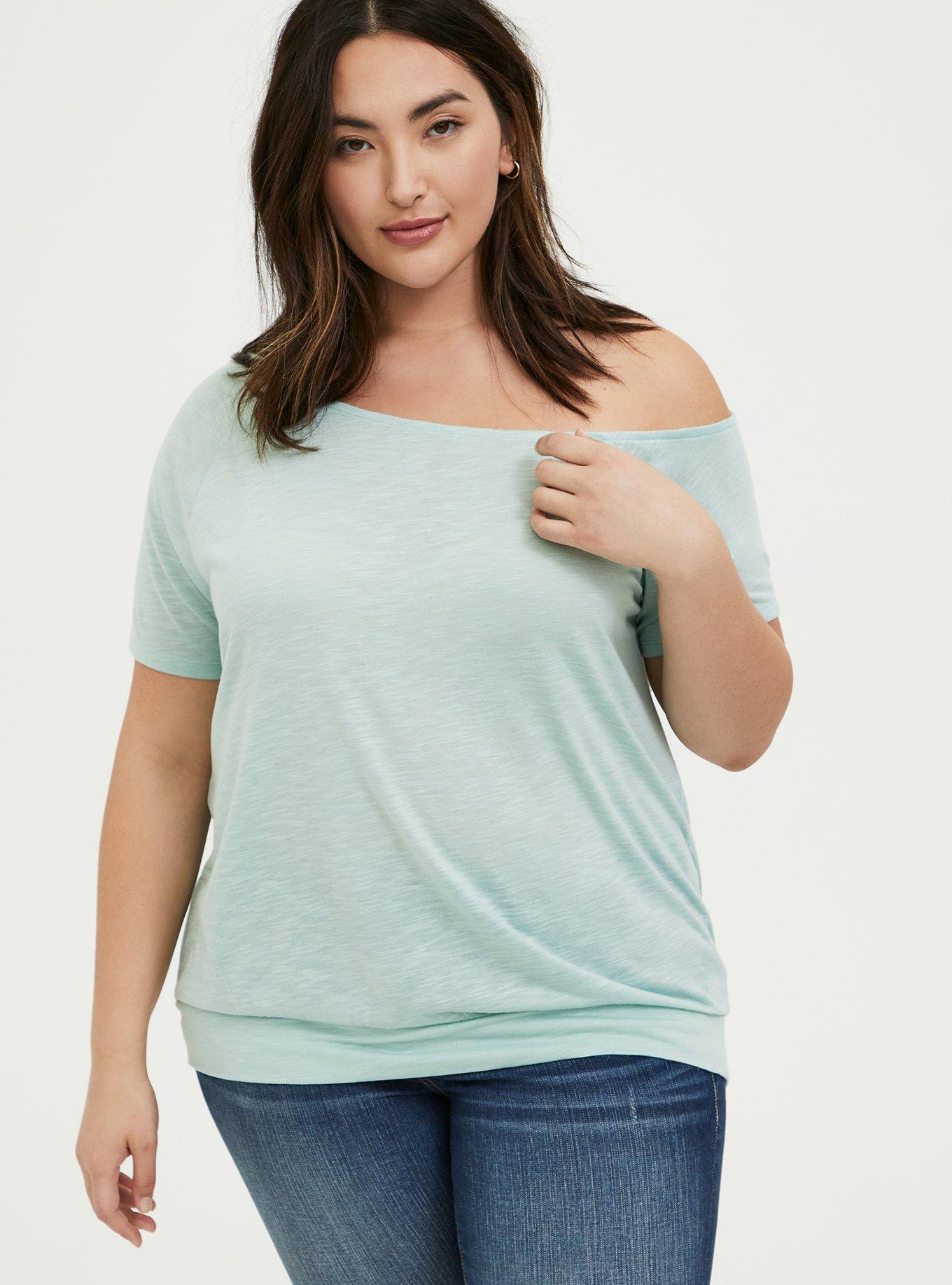 Plus Size - Off-Shoulder Featherlight Slub Short Sleeve Tee - Torrid