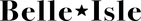 'A light gray rounded rectangle shape on a white background containing dark serif text reading 'Belle Isle' with a small black star graphic between the two words. '