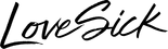 A logo on a white background featuring the text 'LoveSick' in black handwritten-style script font with an italic slant. The text is contained within a light gray rounded rectangular pill-shaped background. Above the logo, partially visible pink text reads 'sive Bran' which appears to be cut off at the edges of the image.
